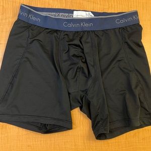 Calvin Klein Boxer Brief - Black with Blue Waistband - Medium (M)